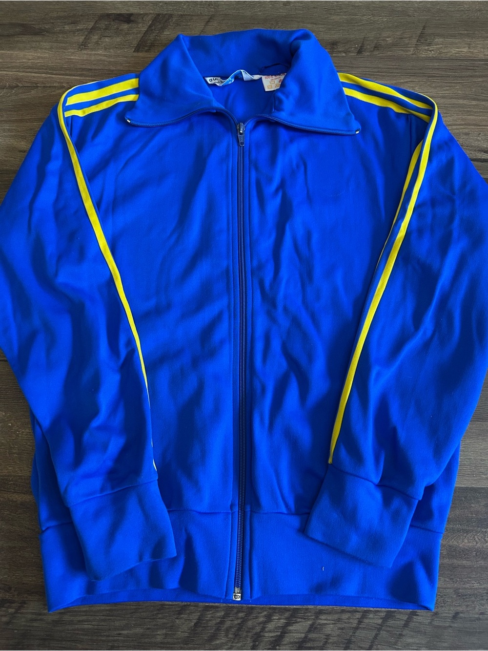 VTG 70s/80s Adidas Track Jacket Blue Yellow - Size Small